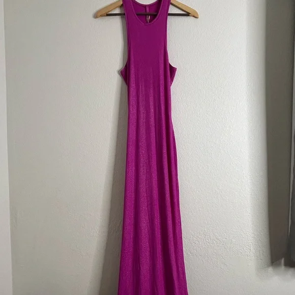 BNWT Skims maxi dress in fuchsia foil - Picture 5 of 16